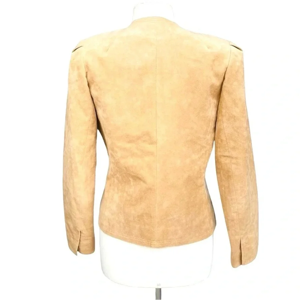 ADOLPH SCHUMANN For LILLI ANN Size S Tan Ultra Suede Open Front Vintage Jacket